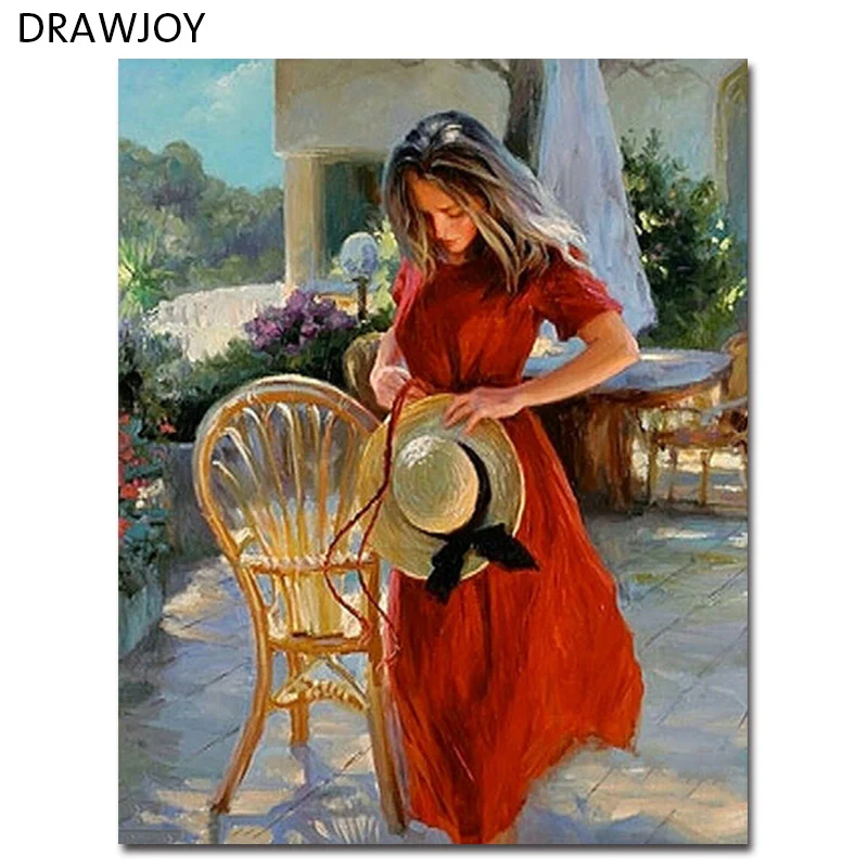 DIY бескаркасные настенные картины краски покраска по номерам красавиц леди холст