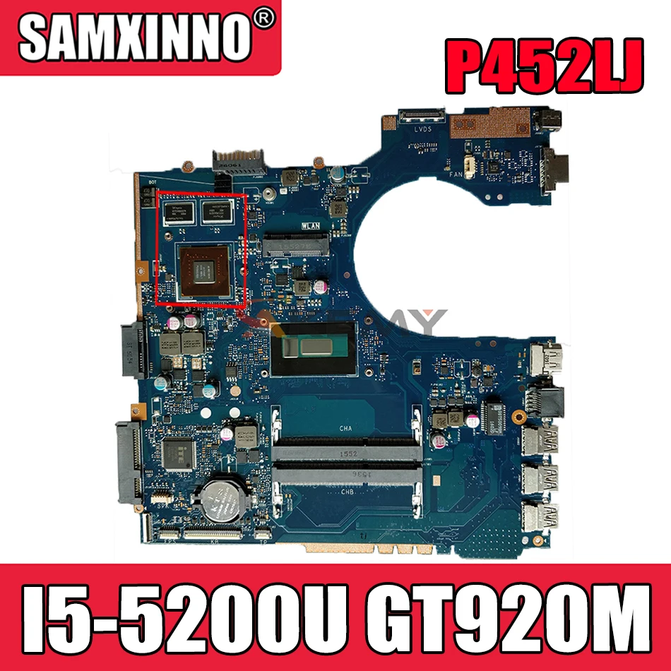 

Akemy P452LJ материнская плата для ноутбука ASUS P452LJ оригинальная материнская плата I5-5200U GT920M