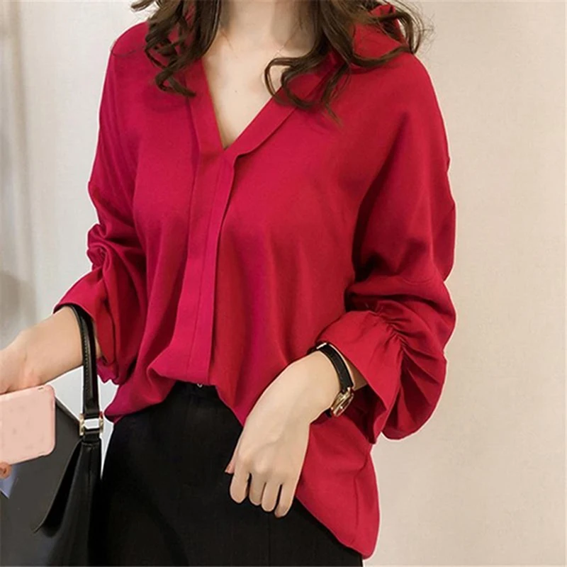 Новинка 2019 осенние Рубашки для женщин одноцветные повседневные офисные женские
