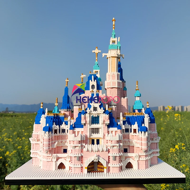 

ZRK 7822 архитектура парк развлечений розовый замок 3D модель DIY Мини Алмазные блоки кирпичи строительные игрушки для детей подарок без коробки