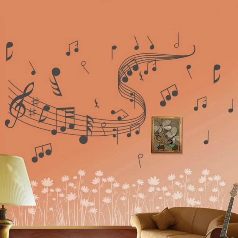 Креативная Новая Художественная Музыкальная нотка Настенная Наклейка для