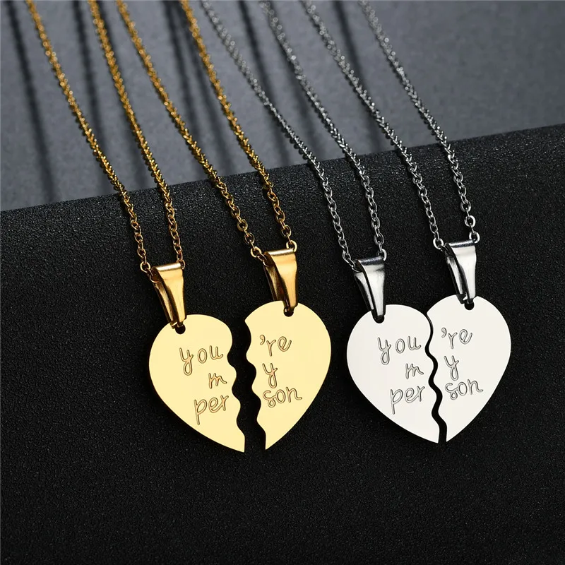 ELSEMODE 2 шт./компл. Сердце Пара кулон Имя ожерелье персонализированные из