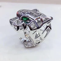 trendy hollow leopard animal finger ring green eyes hollow panther heads index finger ring for men women party jewelry
