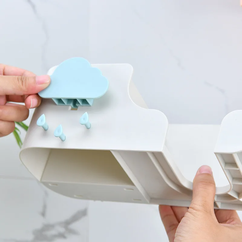 

Clouds Hair Dryer Holder Rack Creative Wall Mounted Bathroom Shelf Shower Organizer Multi-function Sundries Accessories Racks