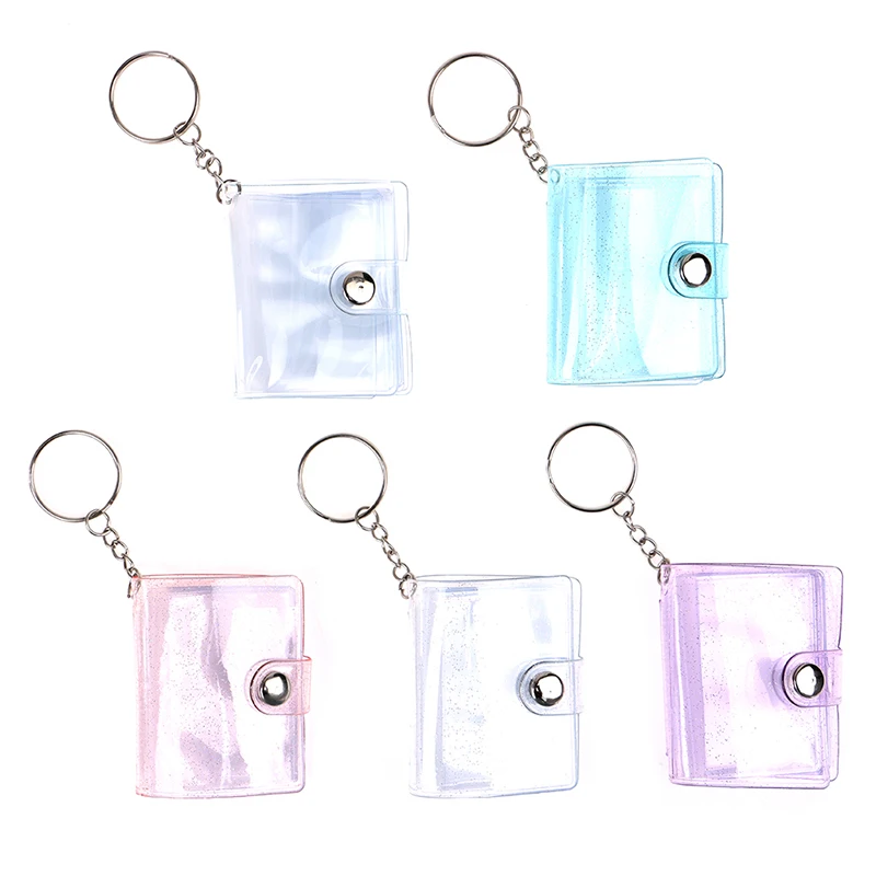 

1pcs Mini Photo Album Card Holder Jelly Color Photo Holder Sequins Business Card Bag Transparent Glitter Card Bag