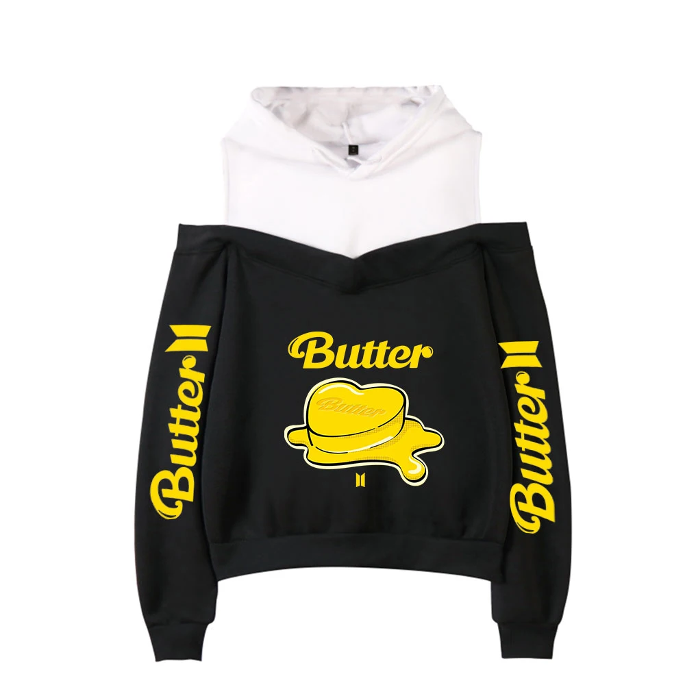 

Bangtan Boys Hoodie Women Off Shoulder Hoodies Kawaii Girl Fashion Sexy Off Shoulder Tops Bangtan Boys Album Butter Sweatshirt