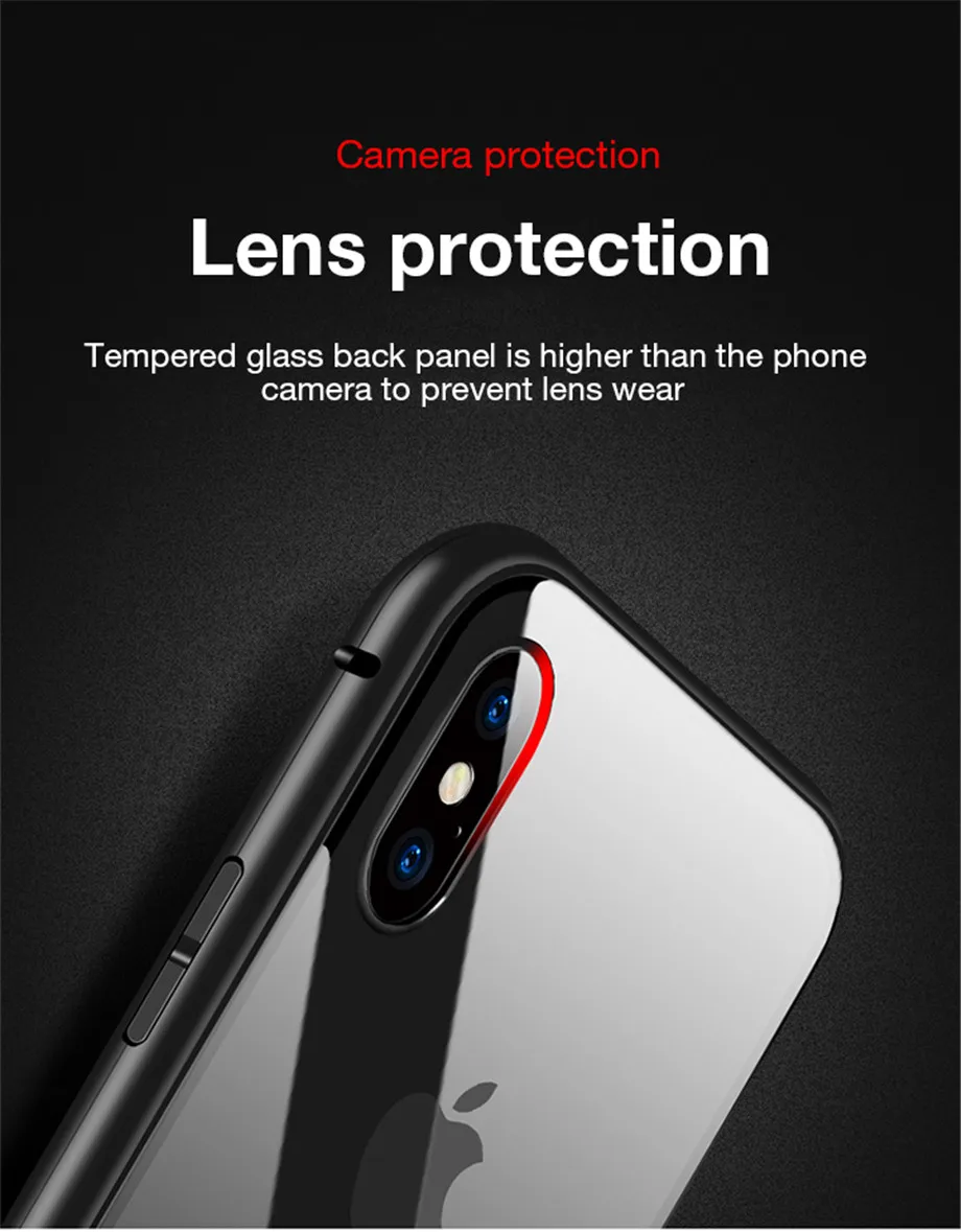 Магнитный адсорбционный металлический чехол на iPhone X XR XS MAX защитный чехол для iPhone 6 6s 7 8 Plus чехол из закаленного стекла