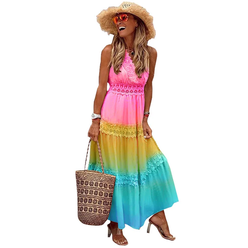 

2021 Sexy fashion Summer Sleeveless Straps Dress Women Dresses Low Chest Backless v Neck Party Dress Evening Dresses