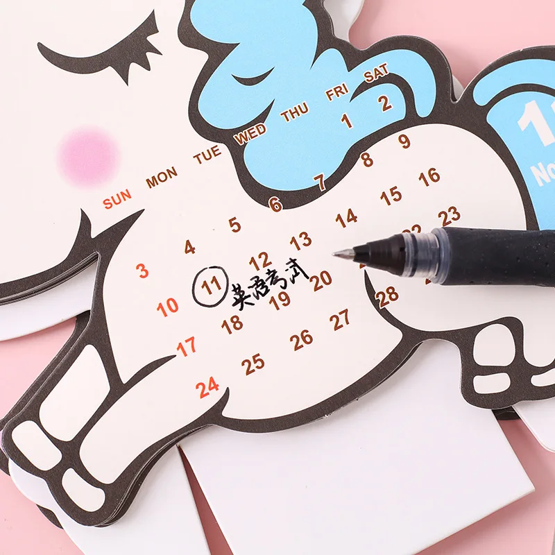 1 шт. 2020 календарь Kawaii Единорог кошка Настольный планировщик памяток ежедневно