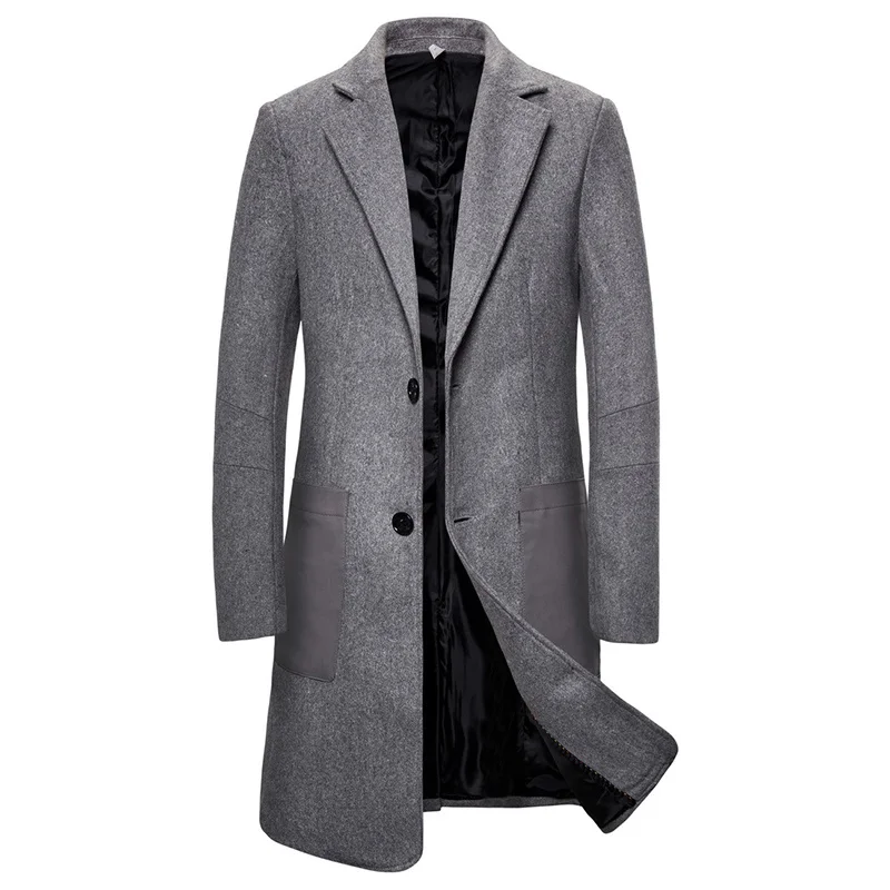 

Новое поступление, мужское зимнее пальто из смешанной шерсти, приталенное длинное шерстяное пальто в британском стиле, Мужская брендовая в...