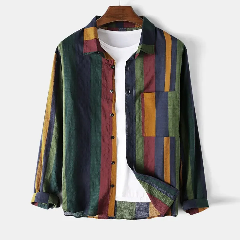 2020 полосатые рубашки для мужчин с длинным рукавом на пуговицах мужские