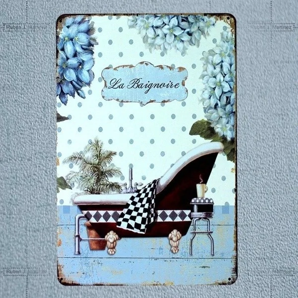 

Retro tin paintings Fashion Bathroom Rules Vintage Tin Sign