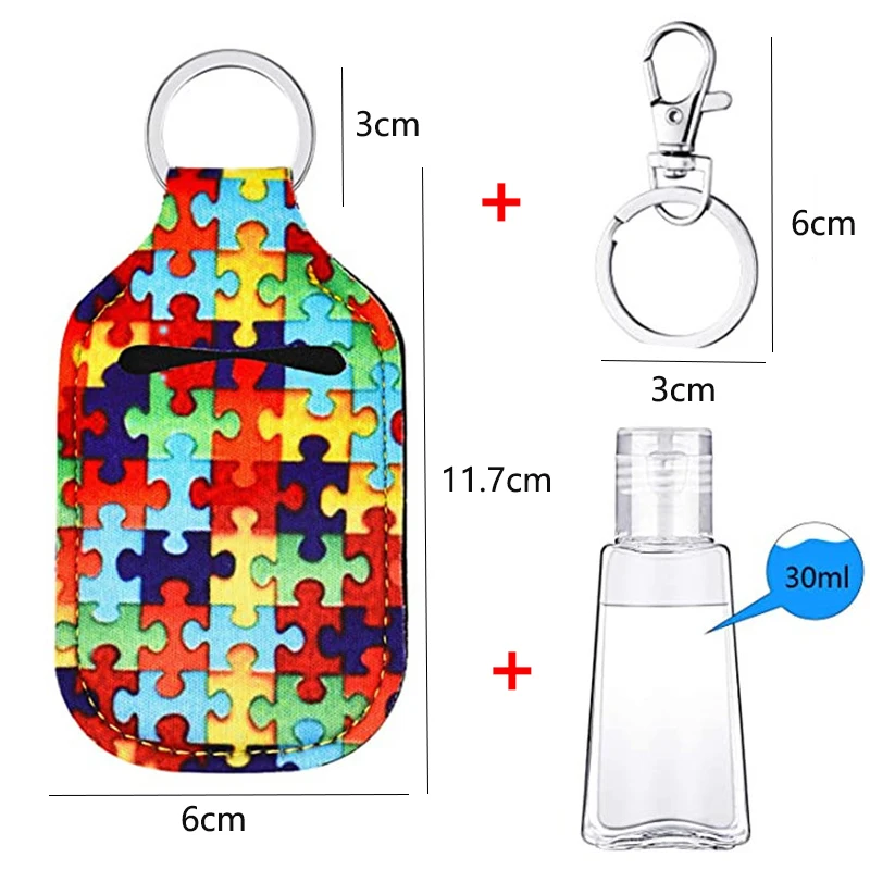 

3pcs/set Mini Hand Sanitizer Holder Travel Portable 30ml Hand Sanitizer Bottle Container Bottle Cover with Keychain Holder