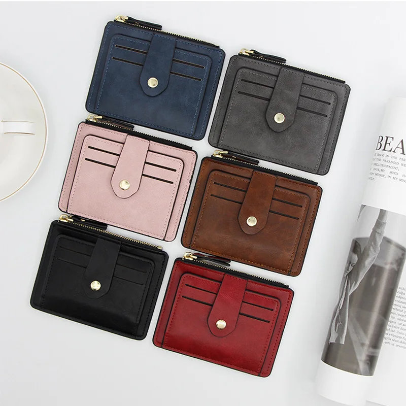 

Small Fashion Credit ID Card Holder Slim Leather Wallet With Coin Pocket Man Money Bag Case For Men Mini Women Business Purse