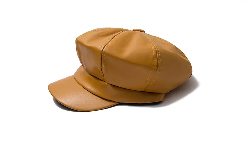 

Fashion Vintage PU Hats for Women Cap Autumn Winter Warm Bonnet Hat Female Peaked Caps Women Ladies Hats Cap