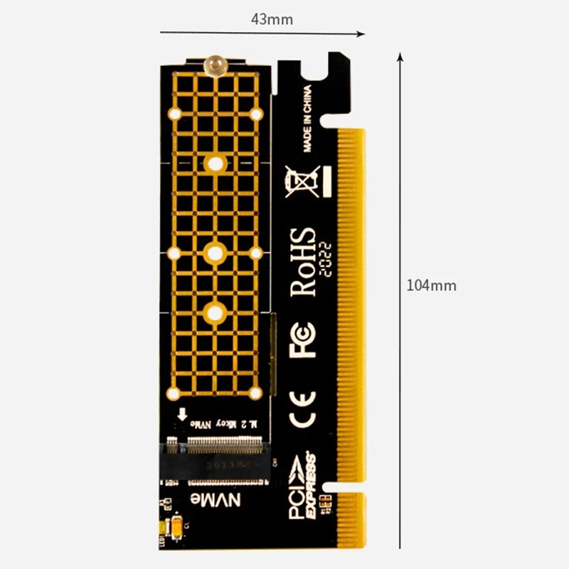 

JEYI M.2 NVME Expansion Card PCIE3.0 Porous Heat Dissipation Riser Card M-Key 2230/2242/2260/2280 Pci-E X16 Slot