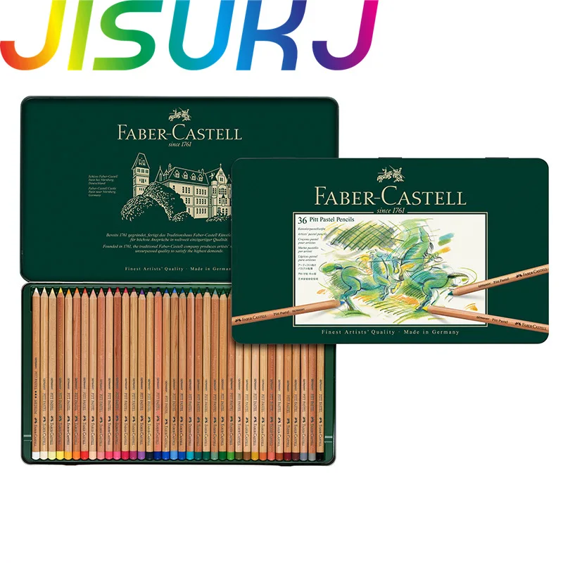 

Набор карандашей, 1 набор, 12 цветов, Германия, Faber-Castell PITT, ручная роспись, яркие пастельные цветные карандаши, зеленая коробка, набор