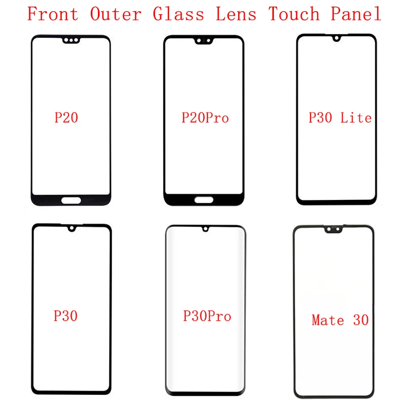Front Outer Glass Lens Touch Panel Cover Replacement For Huawei P30 Pro P20 Lite Mate 20 Pro Mate 10 Mate 30 Front Screen Lens