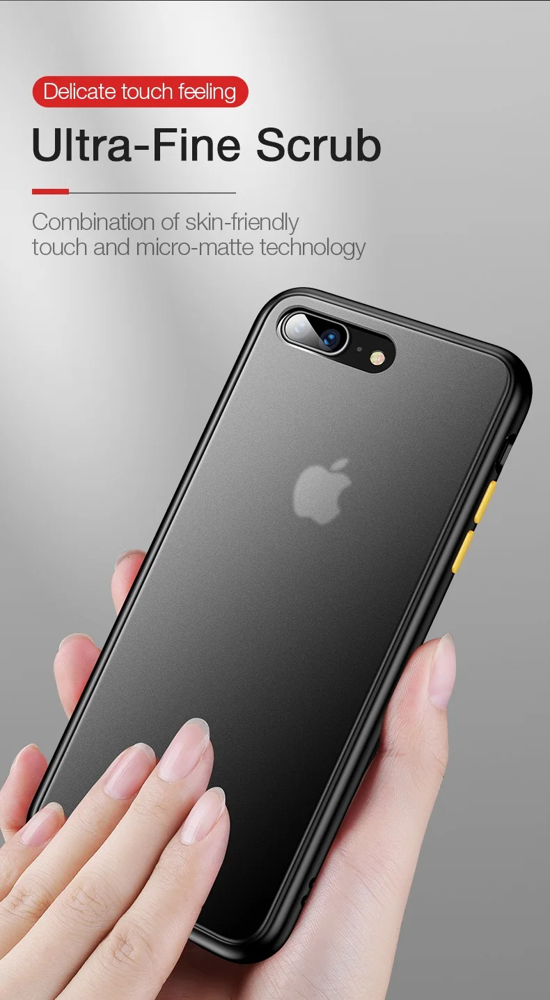 CAFELE чехол для телефона для iPhone 7, 8, 7 plus, 8 plus, PC, жесткая задняя крышка с силиконовым чехлом, чехол с мягкими краями, полупрозрачная задняя крышка для iPhone 7, 8 Plus
