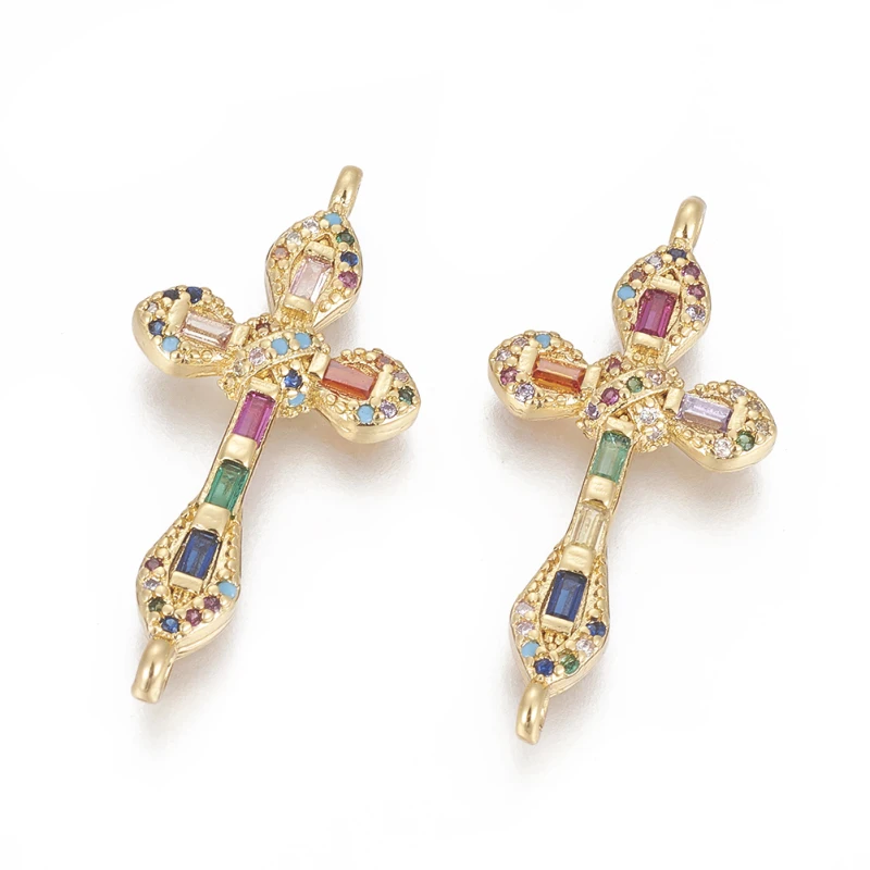 5 шт. крестообразные соединители из латуни с фианитами|Ювелирная фурнитура и