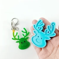 classic christmas series elk head keychain silicone mold diy making bag jewelry pendant material silicone molds for resin