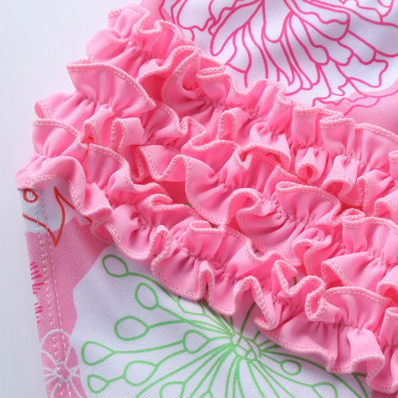 Summer 2 Piece Suits Beach Swimwear Baby Girls Brazilian Swimsuits Bikinis Set Long Sleeve Rashguard with Ruffle Bikini Panties