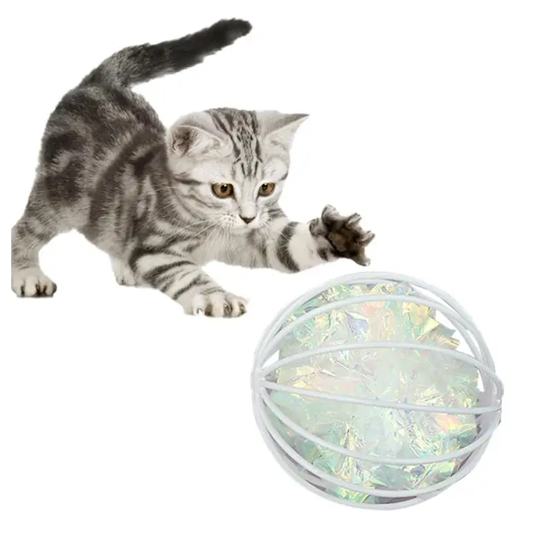 

1 Piece Cat Toys Balls Mylar Crinkle Ball In Cage Interactive Cats Play Teaser Ball Toy Funny Pet Kitten Cat Toy Products