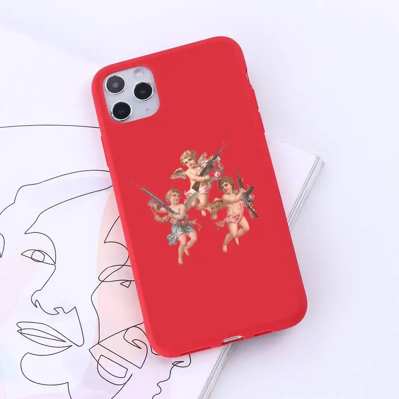 

Renaissance angels Phone Case Red Candy Color for iPhone 6 7 8 11 12 s mini pro X XS XR MAX Plus