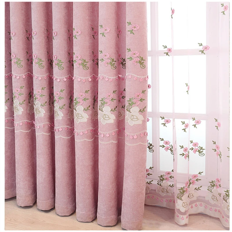 Пасторальный тент шторы для спальни Высокое качество Тюль вышитый узор
