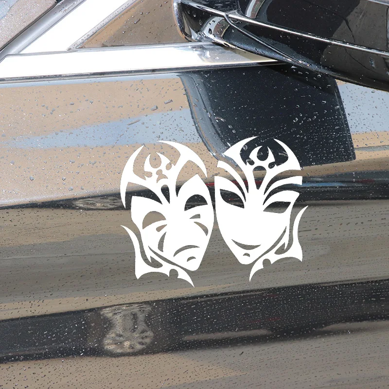 

YJZT 17.4X13.9CM Theater Masks Funny Window Decoration Stickers Car Accessories C25-0737