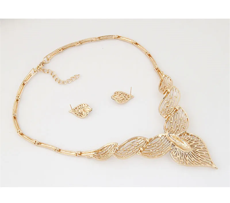 Kymyad Collier Femme Heart Necklaces &amp Pendants Jewelry Sets Crystal Hollow Metal Collares Statement Gold Color Colar For Women |