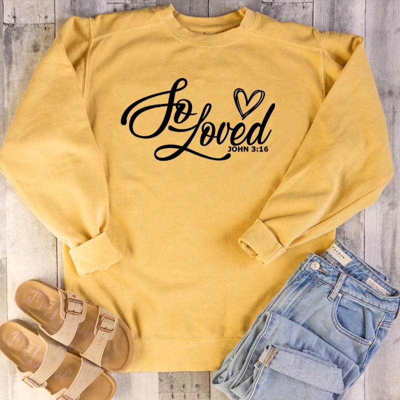 

So loved women fashion funny slogan grunge tumblr religion Christian Bible baptism sweatshirt young hipster pullovers goth tops