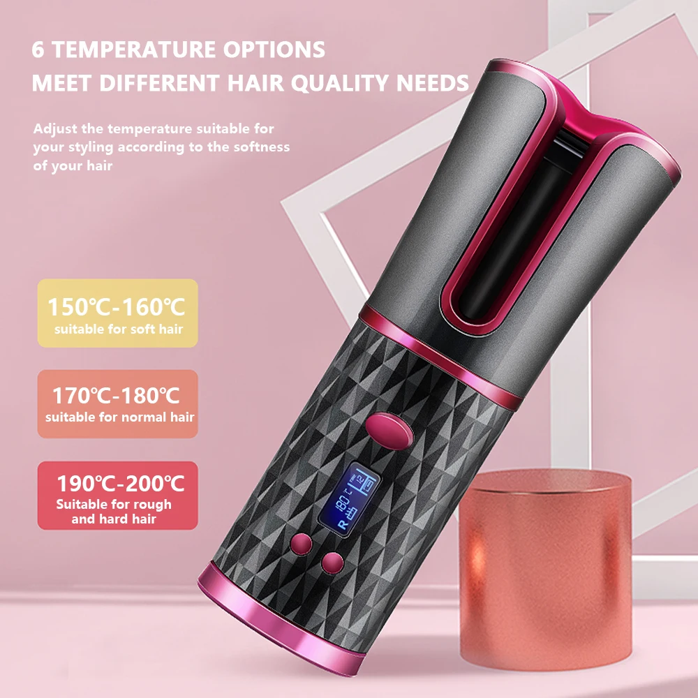 

Auto Ceramic Wireless Curling Iron Hair Waver Tongs Beach Waves Iron Curling Wand Air Curler USB Cordless Automatic Hair Curler