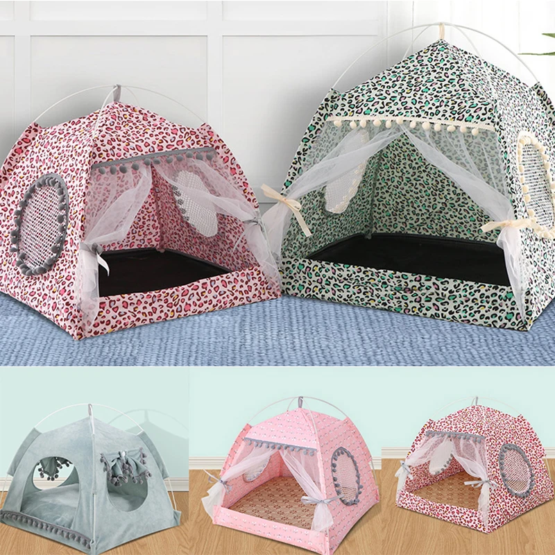 

Pet Cat Dog Teepee Foldable Small Cats Tent House Kitten for Dog Cute Cat Houses Home Cushion Pet Kennel Products 6Color Chooes