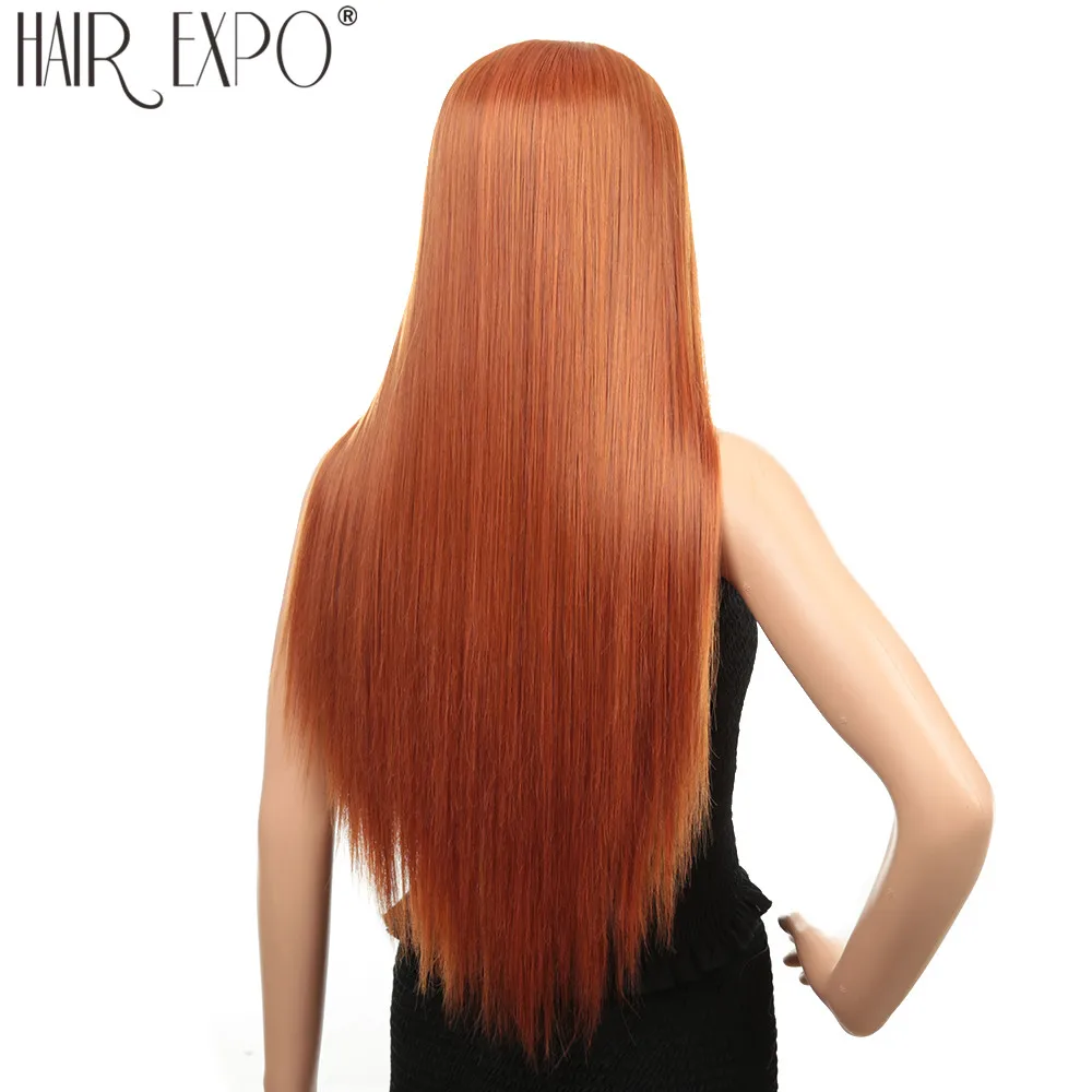Длинные прямые парики для косплея средняя часть 13X3 кружевные передние