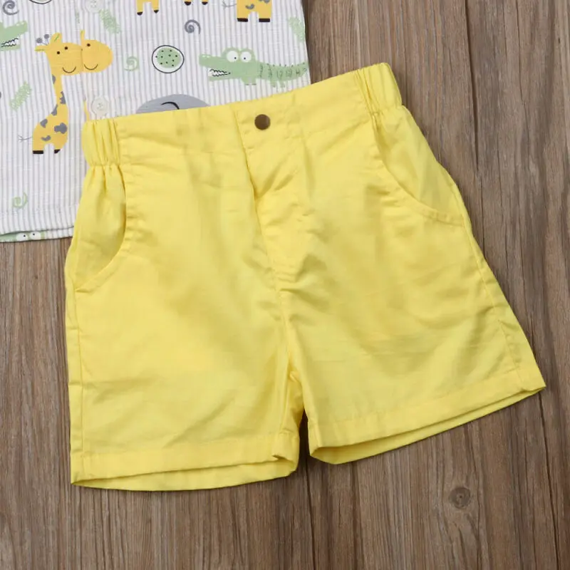 Fashion Kids Baby Boy Summer Suit Wedding Party Bowtie Gentleman Cartoon Print Shirt Shorts Pant Outfits 1-6Y | Детская одежда и