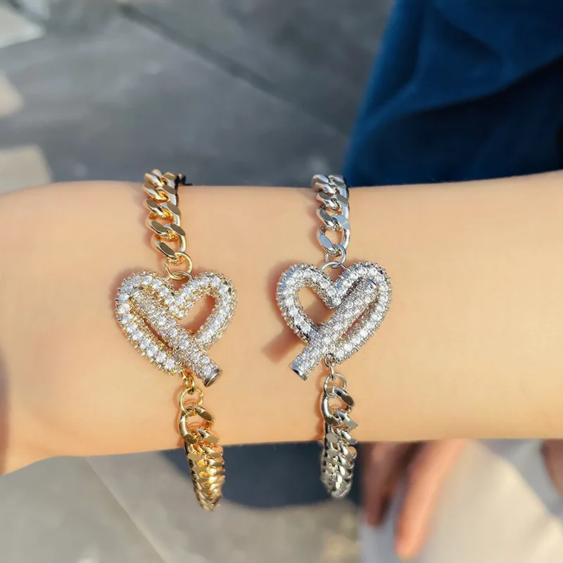 

European and American copper zircon love bracelet necklace
