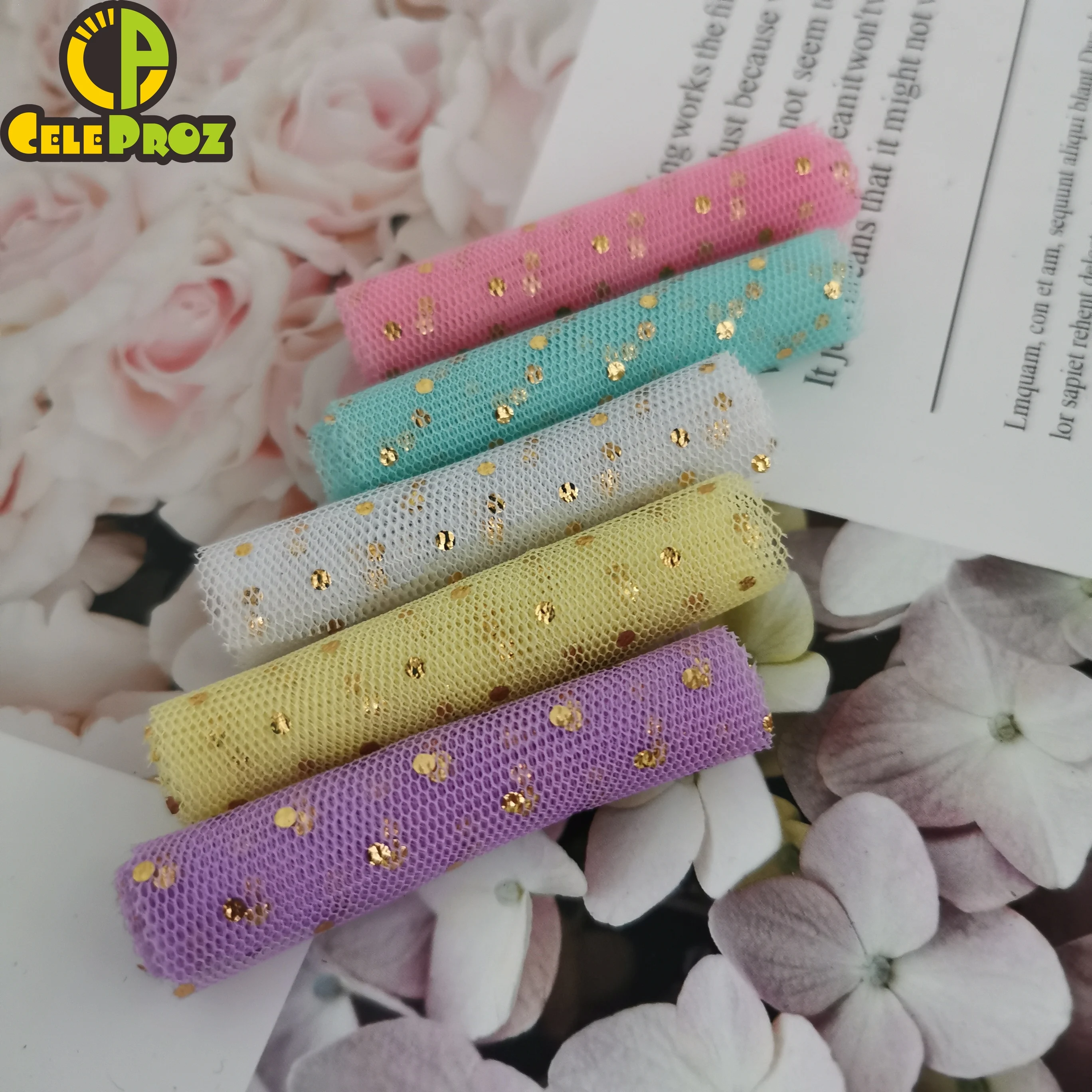 6 см 5 ярдов Блестящий тюль в горошек конфетти сетка рулон мягкий лента выпечки