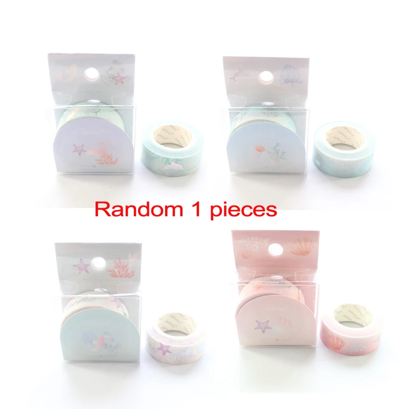 sea random 1 pcs Domikee милый карамельный золотой фольги японский Васи Рулон Ленты kawaii школы ребенок декоративные Скрапбукинг Ремесло дневник Маскировочная лента 15 мм* 5 м - Цвет: sea random 1 pcs