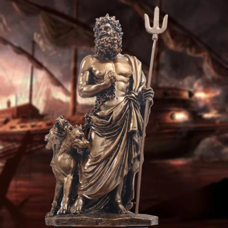 

2022 Ancient Greek Poseidon Art Sculpture European Retro Resin Figure Artware Warrior Statue Crafts Home Decor Indoor Figurines