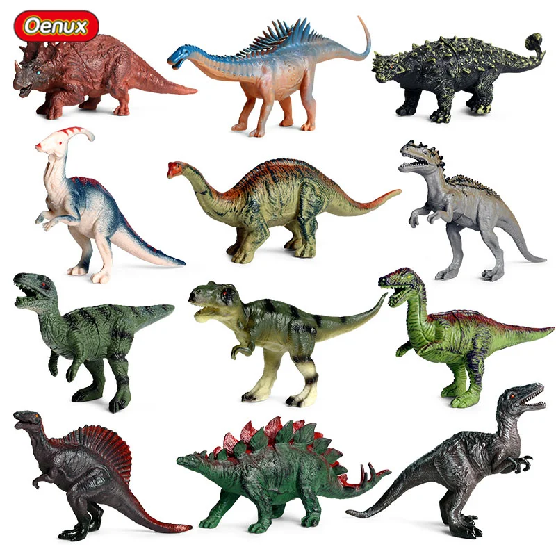 

Oenux Original Jurassic Dinosaur Parasaurolophus Stegosaurus Spinosaurus T-Rex Animals Model Action Figures Collection Kids Toy