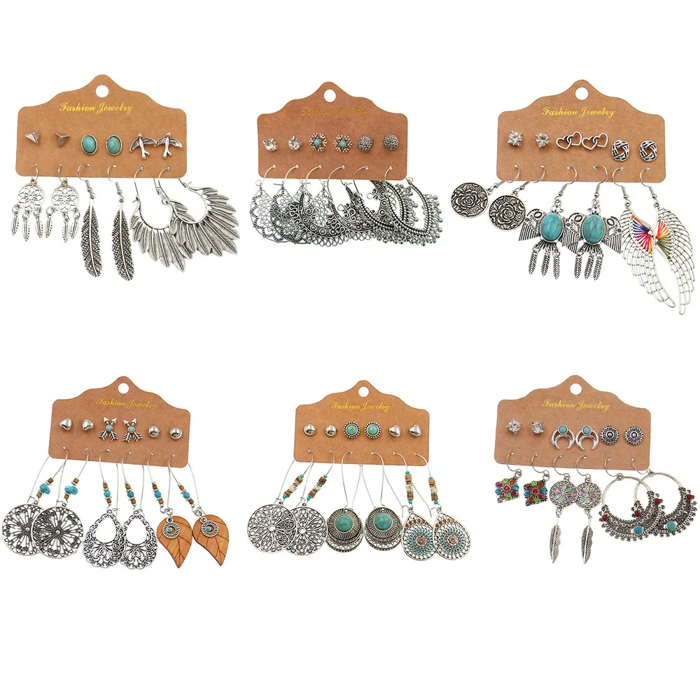 Винтаж Большой Круглый разноцветный бисер серьги набор для женщины в этническом