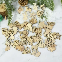 50100pcs christmas decorations for home wooden chips mini snowman santa claus snowflake craft xmas natal ornament new year 2022