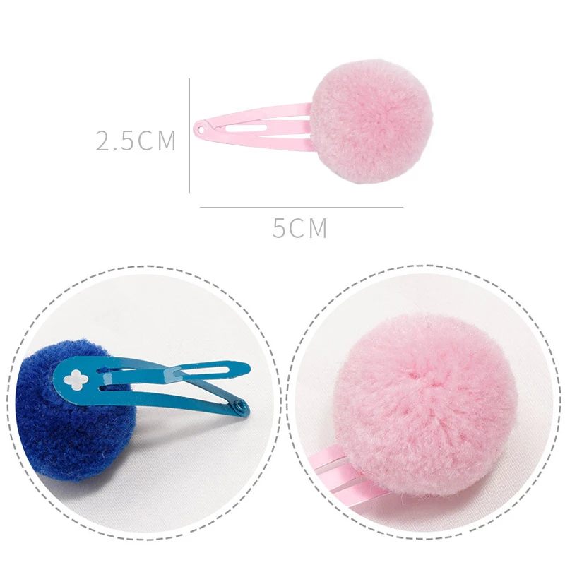 Horquillas de Color caramelo para ni&ntilde;a, pomp&oacute;n peque&ntilde;o de piel suave, Mini pasadores de bola, pinza para el pelo-2