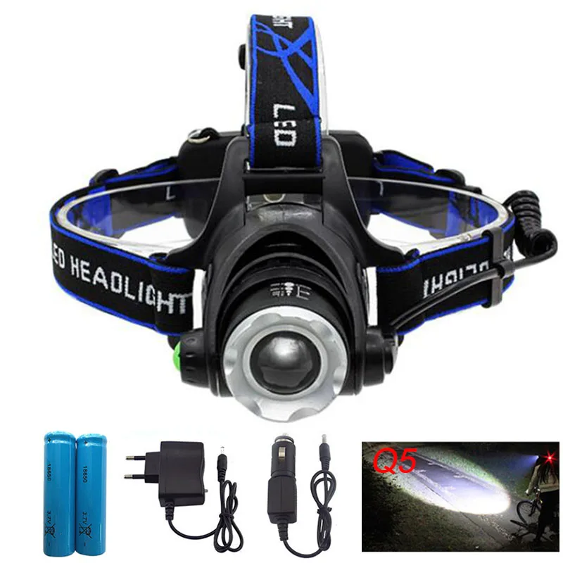 

LED Headlight Q5 Head lamp Torch Flashlight Camping Headlamp rechargeable fishing light Linterna AC Charger 18650 Battery