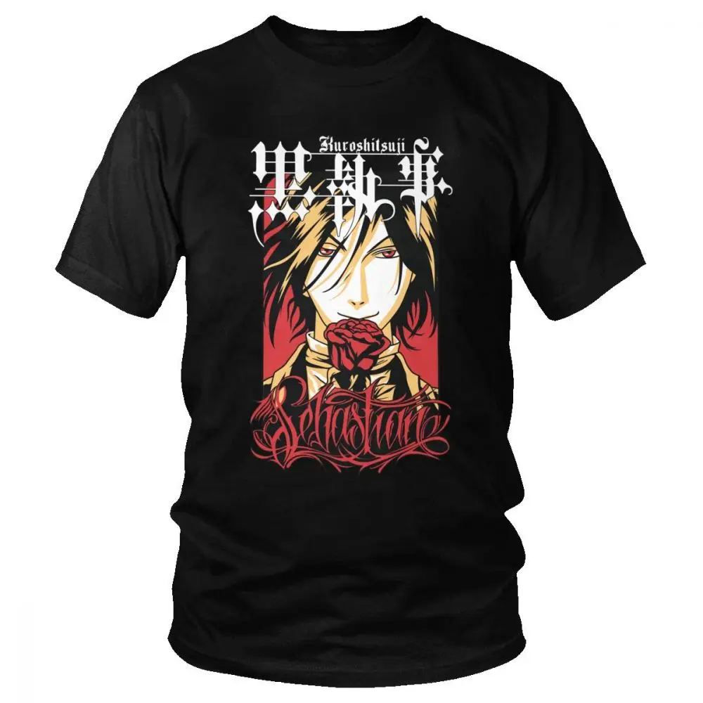 

Retro Love Anime Black Butler Sebastian T Shirt for Men Cotton Japan Anime Manga Kuroshitsuji Tee Tops Short Sleeve Tshirt Gift