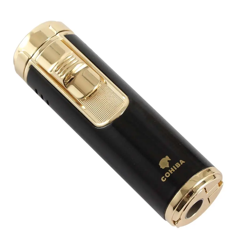 COHIBA Новинка Зажигалка для сигар газ 4 струйное пламя многоразовый бутановый