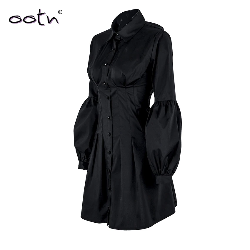 OOTN Элегантное Черное Короткое женское платье-блузка с длинным Рукавом Плиссированное мини-платье вечерние платья весеннее женское сексуальное тонкое платье vestido