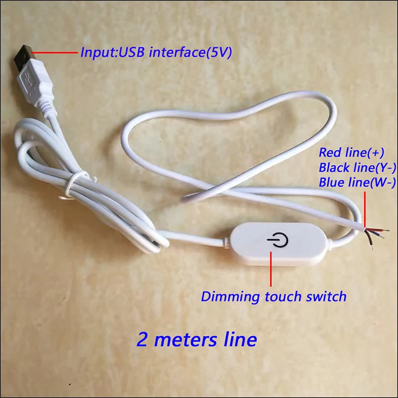 

COMPSON LED Touch Switch Dimming Controller USB Interface With 2 Meters Line Welding 3W 3colors Light Board Input 5V 12V.