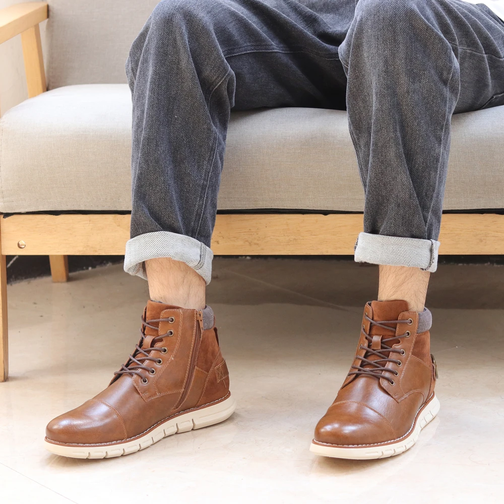 Мужские кожаные кроссовки черные повседневные Ботильоны на молнии 2020 7-13 размера